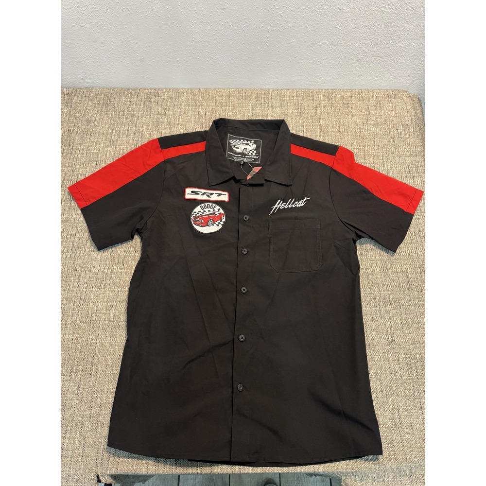 Dodge x Reason Mechanic Shirt Men's XL Black SRT Hellcat Short Sleeve Button-Up